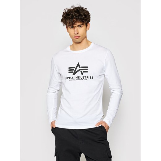 Alpha Industries Longsleeve Basic T 100510 Biały Regular Fit ze sklepu MODIVO w kategorii T-shirty męskie - zdjęcie 182723921