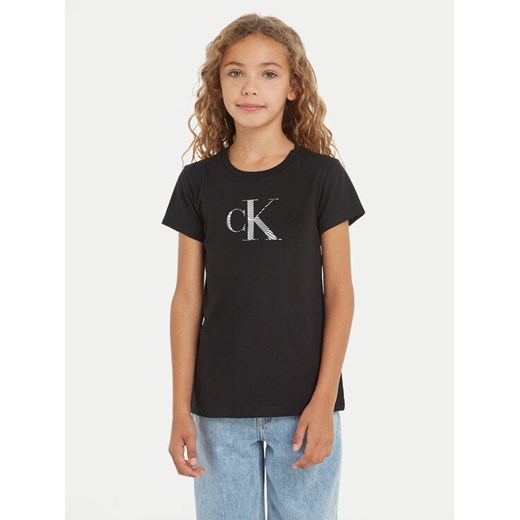 Calvin Klein Jeans T-Shirt Iridescent IG0IG02433 Czarny Regular Fit ze sklepu MODIVO w kategorii Bluzki dziewczęce - zdjęcie 182724132