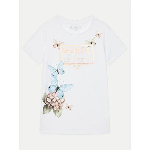 Guess T-Shirt J5RI33 K6YW4 Biały Regular Fit ze sklepu MODIVO w kategorii Bluzki dziewczęce - zdjęcie 182724223