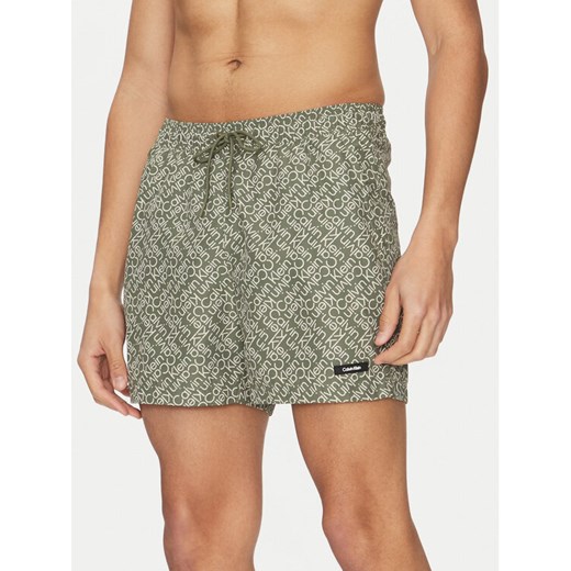 Calvin Klein Swimwear Szorty kąpielowe KM0KM01120 Zielony Regular Fit ze sklepu MODIVO w kategorii Kąpielówki - zdjęcie 182724513