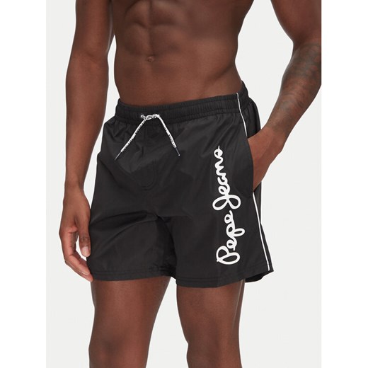 Pepe Jeans Szorty kąpielowe Logo PMB10419 Czarny Regular Fit ze sklepu MODIVO w kategorii Kąpielówki - zdjęcie 182724770