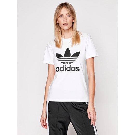 adidas T-Shirt adicolor Classics Trefoil GN2899 Biały Regular Fit ze sklepu MODIVO w kategorii Bluzki damskie - zdjęcie 182724781