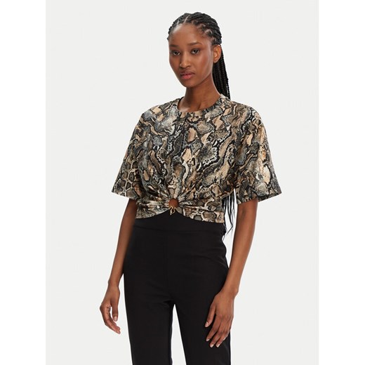 Just Cavalli T-Shirt 78PAHE01 Brązowy Regular Fit ze sklepu MODIVO w kategorii Bluzki damskie - zdjęcie 182724923