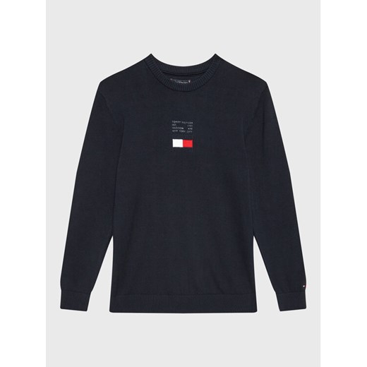 Tommy Hilfiger Sweter Flag KB0KB07973 D Granatowy Regular Fit ze sklepu MODIVO w kategorii Swetry chłopięce - zdjęcie 182724982