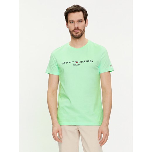 Tommy Hilfiger T-Shirt Logo MW0MW11797 Zielony Slim Fit ze sklepu MODIVO w kategorii T-shirty męskie - zdjęcie 182724991