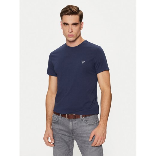 Guess T-Shirt Caleb U97M00 KCD31 Granatowy Slim Fit ze sklepu MODIVO w kategorii T-shirty męskie - zdjęcie 182725034