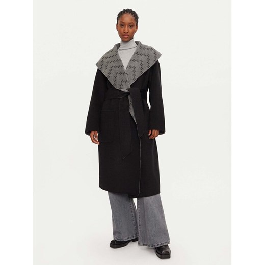 KARL LAGERFELD Płaszcz wełniany 246W1502 Szary Loose Fit ze sklepu MODIVO w kategorii Płaszcze damskie - zdjęcie 182725180