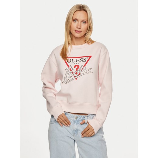 Guess Bluza W4YQ25 KB681 Różowy Regular Fit ze sklepu MODIVO w kategorii Bluzy damskie - zdjęcie 182725214