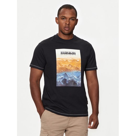 Napapijri T-Shirt S-Rollin NP0A4I3D Czarny Regular Fit ze sklepu MODIVO w kategorii T-shirty męskie - zdjęcie 182725373