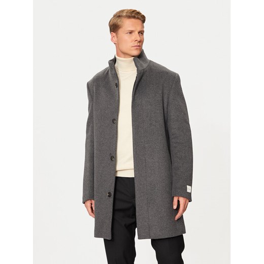 Calvin Klein Płaszcz wełniany K10K113665 Szary Slim Fit ze sklepu MODIVO w kategorii Płaszcze męskie - zdjęcie 182725450
