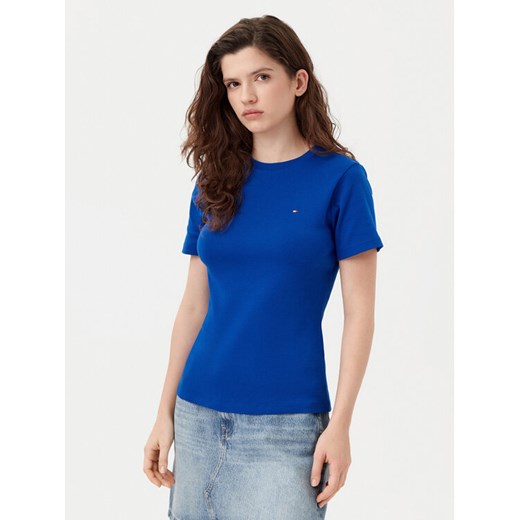 Tommy Hilfiger T-Shirt New Cody WW0WW40587 Niebieski Slim Fit ze sklepu MODIVO w kategorii Bluzki damskie - zdjęcie 182725453