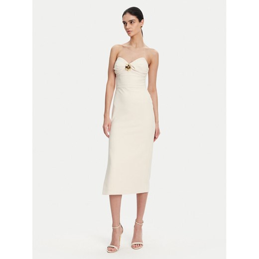 Elisabetta Franchi Sukienka koktajlowa AB-769-51E2 Écru Regular Fit ze sklepu MODIVO w kategorii Sukienki - zdjęcie 182725461