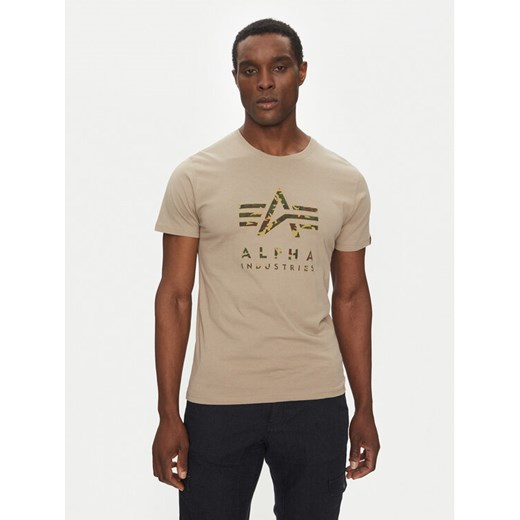 Alpha Industries T-Shirt Camo Puff 146506 Beżowy Regular Fit ze sklepu MODIVO w kategorii T-shirty męskie - zdjęcie 182725520