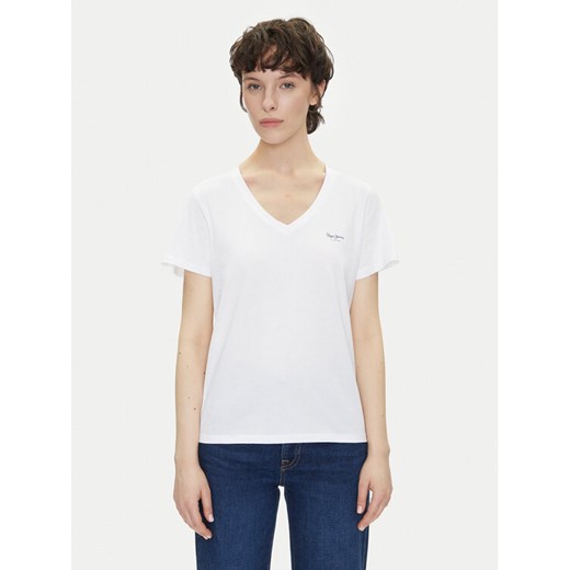Pepe Jeans T-Shirt Macy PL506051 Biały Regular Fit ze sklepu MODIVO w kategorii Bluzki damskie - zdjęcie 182725522