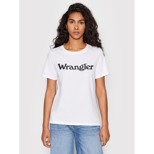 Wrangler T-Shirt W7N4GH989 112146405 Biały Regular Fit ze sklepu MODIVO w kategorii Bluzki damskie - zdjęcie 182725523