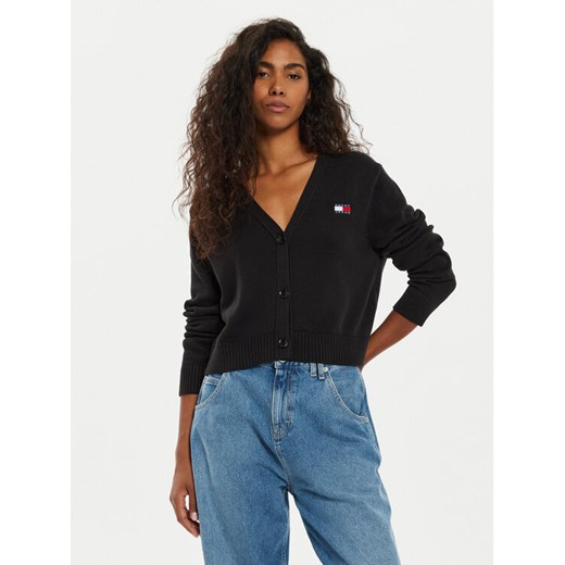 Tommy Jeans Kardigan Essential Badge DW0DW19913 Czarny Relaxed Fit ze sklepu MODIVO w kategorii Swetry damskie - zdjęcie 182725691