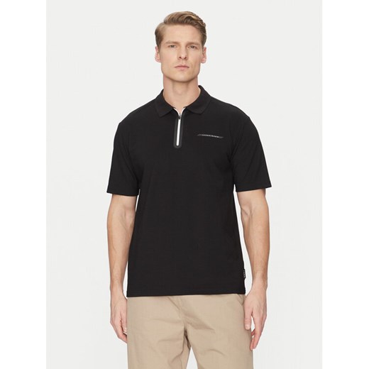 Jack&Jones Polo Fusion 12273127 Czarny Regular Fit ze sklepu MODIVO w kategorii T-shirty męskie - zdjęcie 182725694