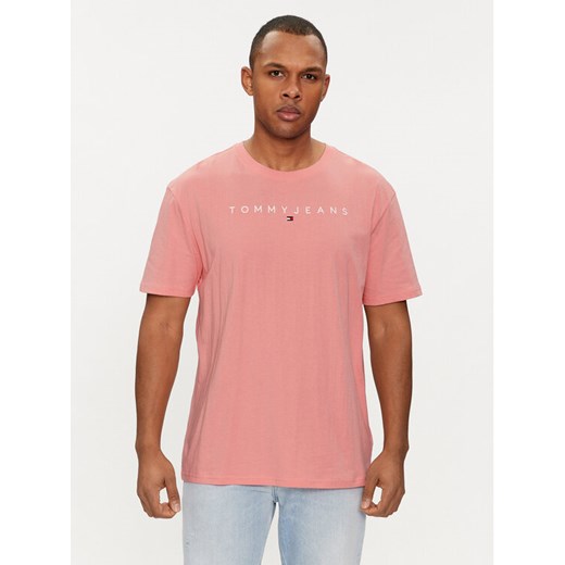 Tommy Jeans T-Shirt Linear Logo DM0DM17993 Różowy Regular Fit ze sklepu MODIVO w kategorii T-shirty męskie - zdjęcie 182725742