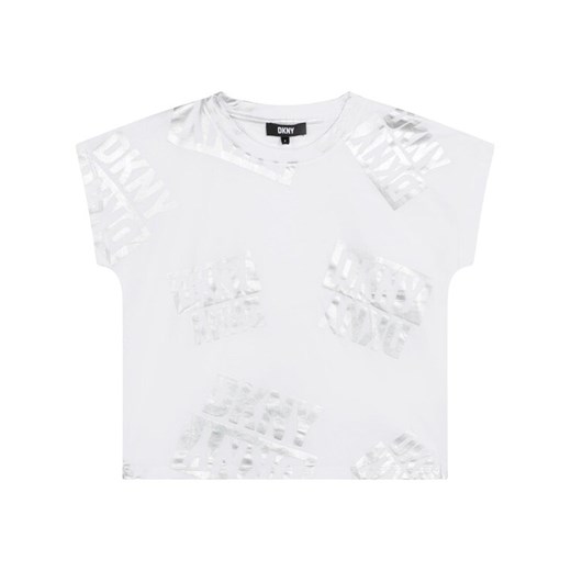 DKNY T-Shirt D35S77 D Biały Regular Fit ze sklepu MODIVO w kategorii Bluzki dziewczęce - zdjęcie 182725814