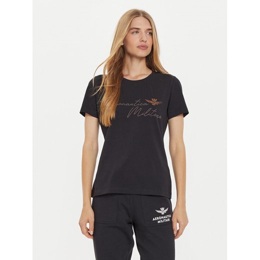Aeronautica Militare T-Shirt 242FE1970DF567 Czarny Regular Fit ze sklepu MODIVO w kategorii Bluzki damskie - zdjęcie 182726203