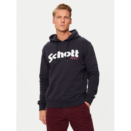 SCHOTT N.Y.C. Bluza SWHOOD Granatowy Regular Fit ze sklepu MODIVO w kategorii Bluzy męskie - zdjęcie 182726242