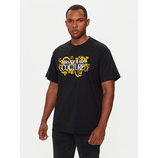 Versace Jeans Couture T-Shirt 77GAHE05 CJ00E Czarny Regular Fit ze sklepu MODIVO w kategorii T-shirty męskie - zdjęcie 182726324