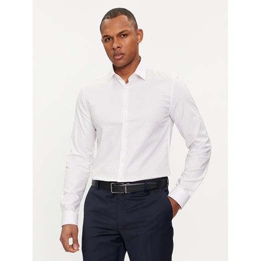 Calvin Klein Koszula Micro Dot K10K112884 Biały Slim Fit ze sklepu MODIVO w kategorii Koszule męskie - zdjęcie 182726463