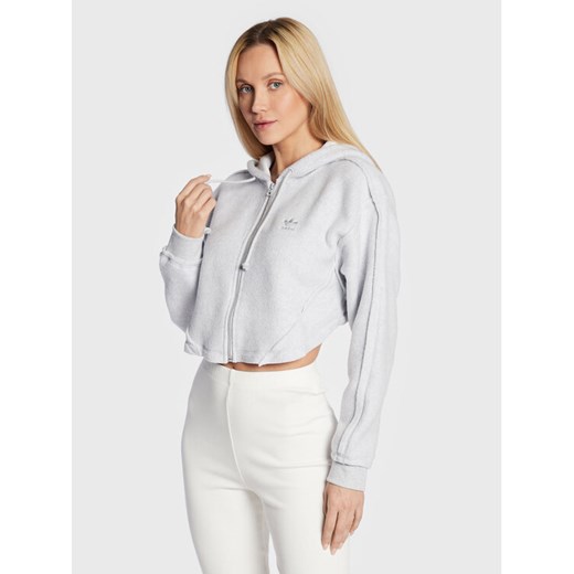 adidas Bluza Loungewear HL9140 Szary Relaxed Fit ze sklepu MODIVO w kategorii Bluzy damskie - zdjęcie 182726481
