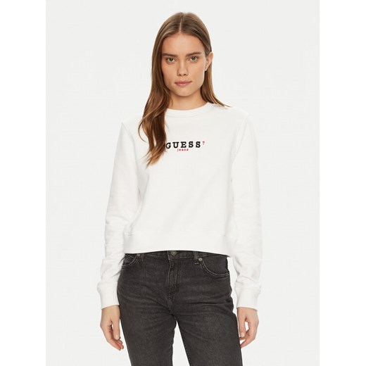 Guess Jeans Bluza W5RQ28 K68I4 Biały Regular Fit ze sklepu MODIVO w kategorii Bluzy damskie - zdjęcie 182726664
