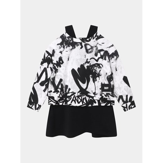 DKNY Sukienka dzianinowa D32888 S Czarny Regular Fit ze sklepu MODIVO w kategorii Sukienki dziewczęce - zdjęcie 182726802