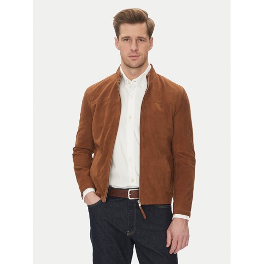 Serge Pariente Kurtka skórzana Sylvino Vs Brązowy Slim Fit ze sklepu MODIVO w kategorii Kurtki męskie - zdjęcie 182727083