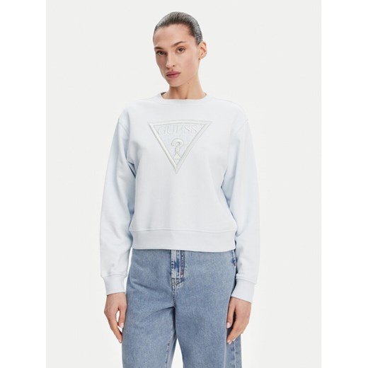 Guess Bluza W5GQ12 KBKM0 Błękitny Regular Fit ze sklepu MODIVO w kategorii Bluzy damskie - zdjęcie 182727204