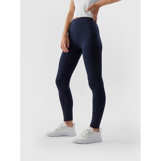 4F Legginsy 4FAW23TTIGF108 Granatowy Regular Fit ze sklepu MODIVO w kategorii Spodnie damskie - zdjęcie 182727430