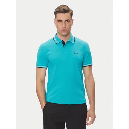 BOSS Polo Paul 50506193 Turkusowy Slim Fit ze sklepu MODIVO w kategorii T-shirty męskie - zdjęcie 182727582