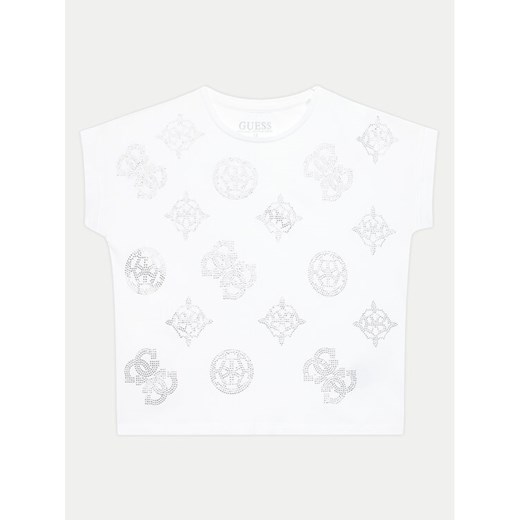 Guess T-Shirt J4YI25 K6YW4 Biały Boxy Fit ze sklepu MODIVO w kategorii Bluzki dziewczęce - zdjęcie 182727613
