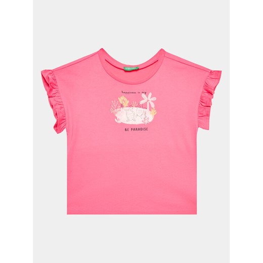 United Colors Of Benetton T-Shirt 3096G1093 Różowy Regular Fit ze sklepu MODIVO w kategorii Bluzki dziewczęce - zdjęcie 182727702