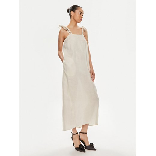 Max Mara Leisure Sukienka codzienna Senna 2416221038 Écru Relaxed Fit ze sklepu MODIVO w kategorii Sukienki - zdjęcie 182727781