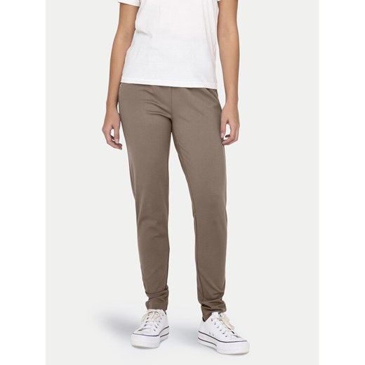 ONLY Spodnie materiałowe Poptrash 15115847 Brązowy Regular Fit ze sklepu MODIVO w kategorii Spodnie damskie - zdjęcie 182727842