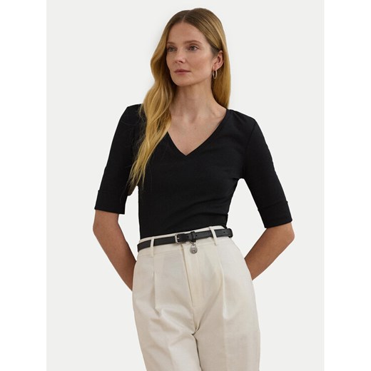 LAUREN RALPH LAUREN Bluzka 200815843003 Czarny Slim Fit ze sklepu MODIVO w kategorii Bluzki damskie - zdjęcie 182728024