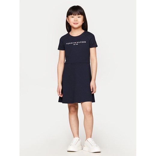 Tommy Hilfiger Sukienka codzienna KG0KG08023 Granatowy Regular Fit ze sklepu MODIVO w kategorii Sukienki dziewczęce - zdjęcie 182728240