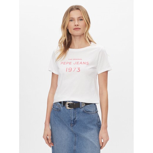 Pepe Jeans T-Shirt Harbor PL505743 Biały Regular Fit ze sklepu MODIVO w kategorii Bluzki damskie - zdjęcie 182728443