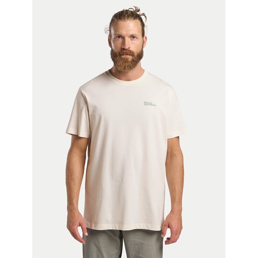 Jack Wolfskin T-Shirt Essential 1808382 Écru Regular Fit ze sklepu MODIVO w kategorii T-shirty męskie - zdjęcie 182728660