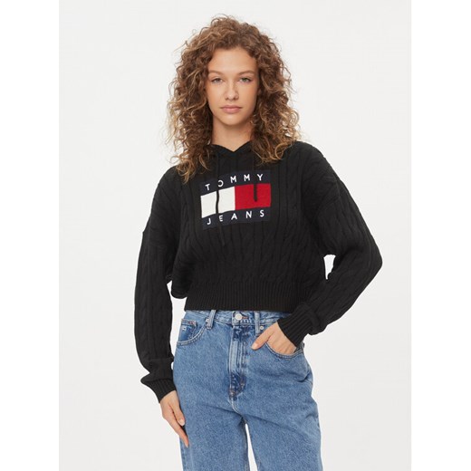 Tommy Jeans Sweter Center Flag DW0DW16528 Czarny Regular Fit ze sklepu MODIVO w kategorii Swetry damskie - zdjęcie 182728774