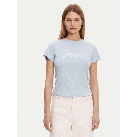 Guess T-Shirt V5GI02 K9RM1 Błękitny Slim Fit ze sklepu MODIVO w kategorii Bluzki damskie - zdjęcie 182728953