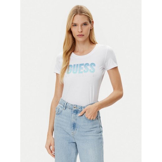 Guess T-Shirt W5GI14 J1314 Biały Regular Fit ze sklepu MODIVO w kategorii Bluzki damskie - zdjęcie 182729084