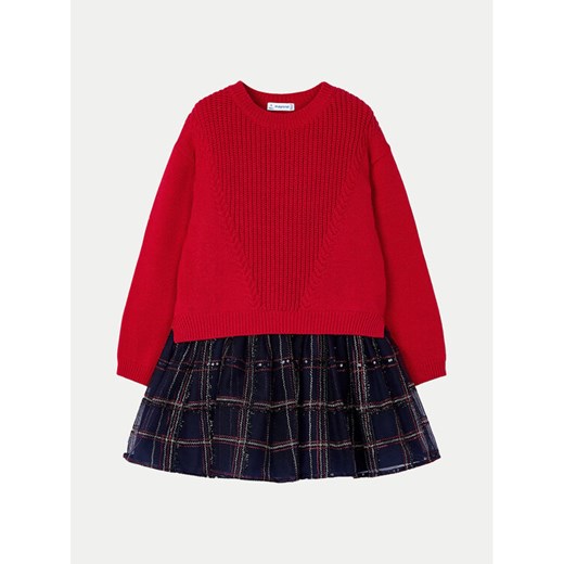 Mayoral Komplet sweter i sukienka 4912 Czerwony Regular Fit ze sklepu MODIVO w kategorii Sukienki dziewczęce - zdjęcie 182729103