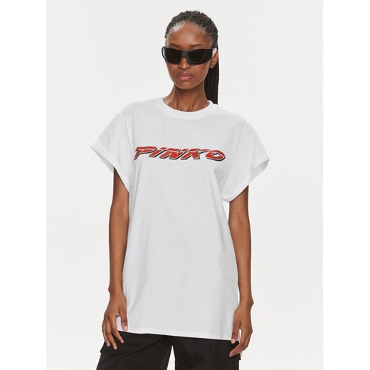 Pinko T-Shirt 103138 A1P7 Biały Relaxed Fit ze sklepu MODIVO w kategorii Bluzki damskie - zdjęcie 182729150