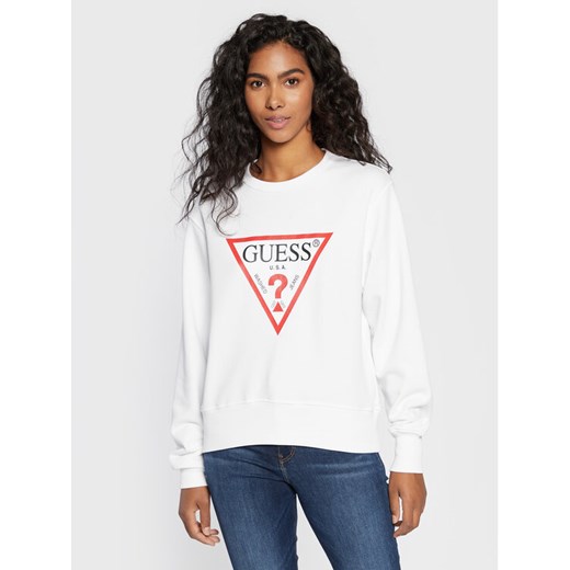 Guess Bluza Original W2YQ16 KBA10 Biały Regular Fit ze sklepu MODIVO w kategorii Bluzy damskie - zdjęcie 182729164
