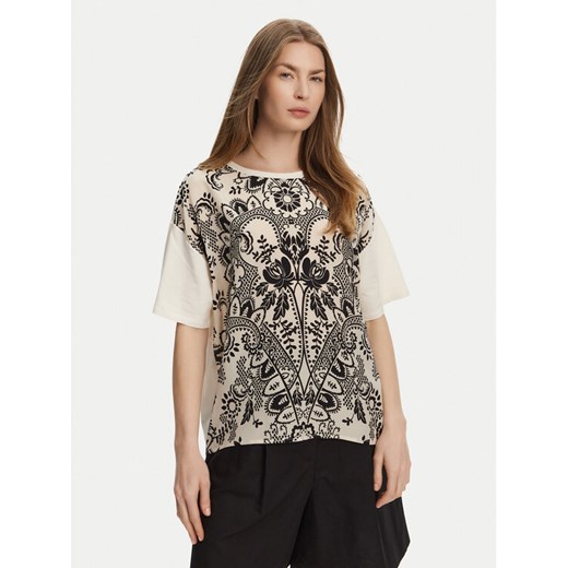 Weekend Max Mara T-Shirt Pampas 2515941082 Beżowy Relaxed Fit ze sklepu MODIVO w kategorii Bluzki damskie - zdjęcie 182729234