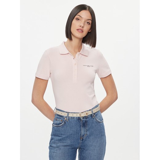 Tommy Hilfiger Polo Logo WW0WW41032 Różowy Slim Fit ze sklepu MODIVO w kategorii Bluzki damskie - zdjęcie 182729323